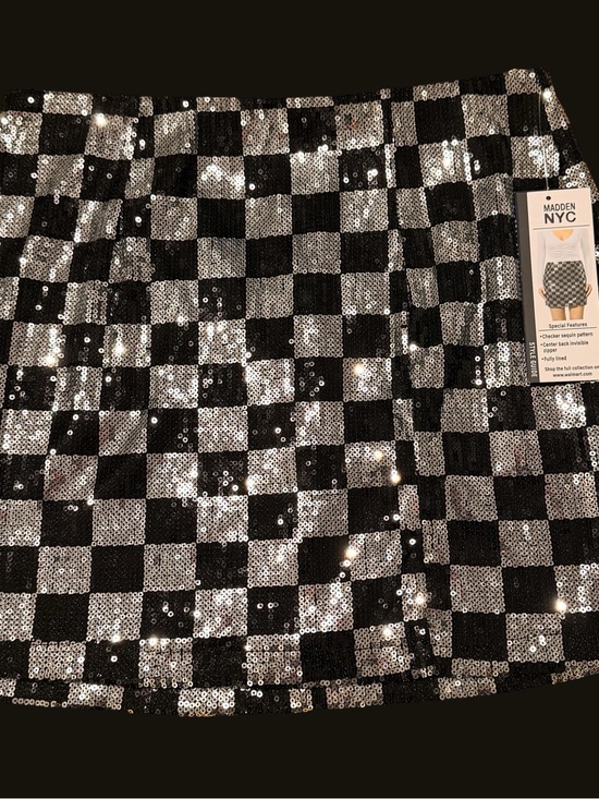 Madden Nyc Dresses & Skirts - Madden NYC Black & Silver Sequin Checker Mini Skirt